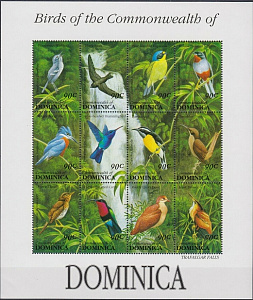 Доминика, Птицы, 1993, лист